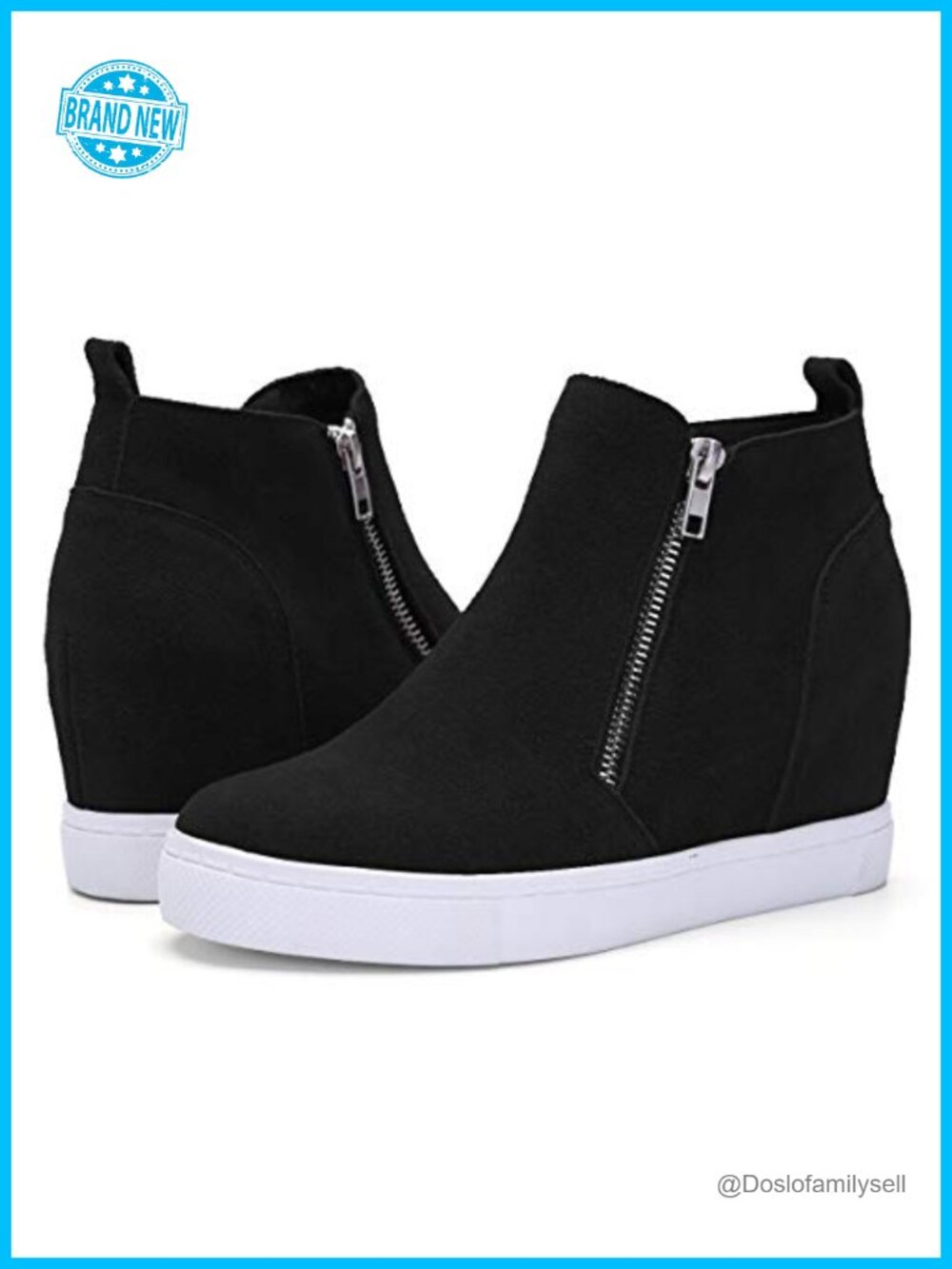 Wedge Sneakers Hidden Heel Platform Booties Zip Casual Walk